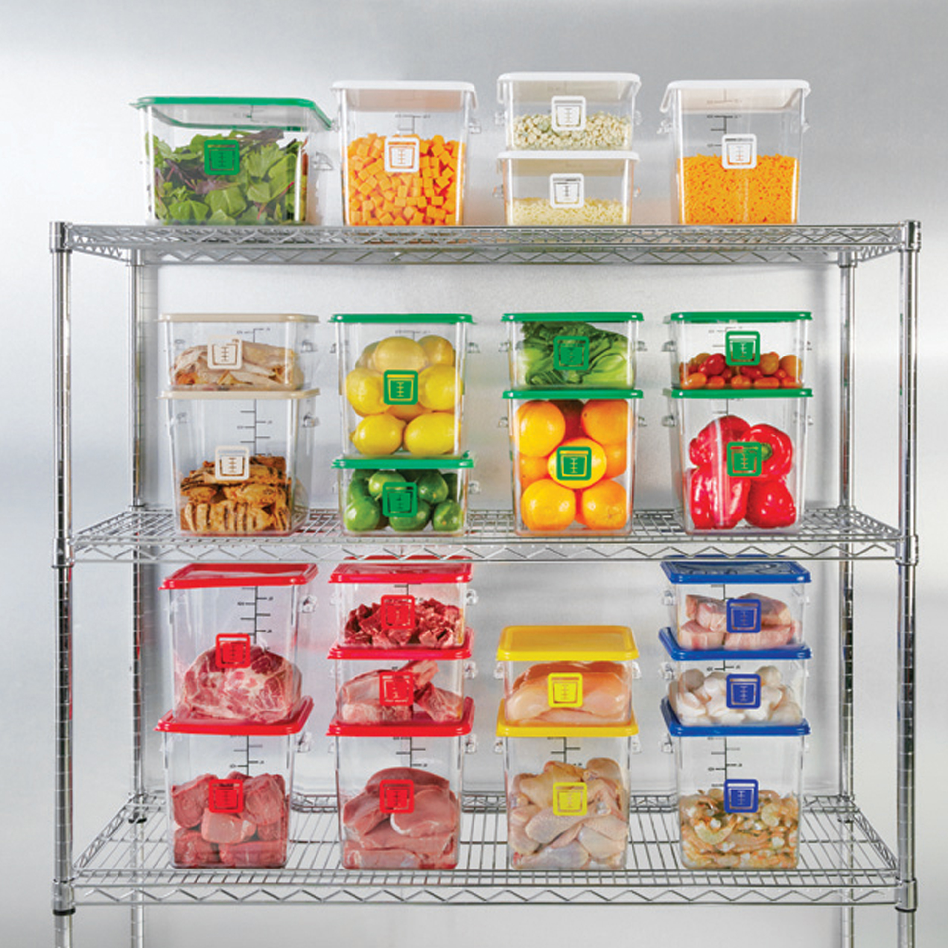 กล่องเก็บวัตถุดิบอาหารสี่เหลี่ยม Color-Coded Square Container Clear ขนาด 4 qt สีเขียว