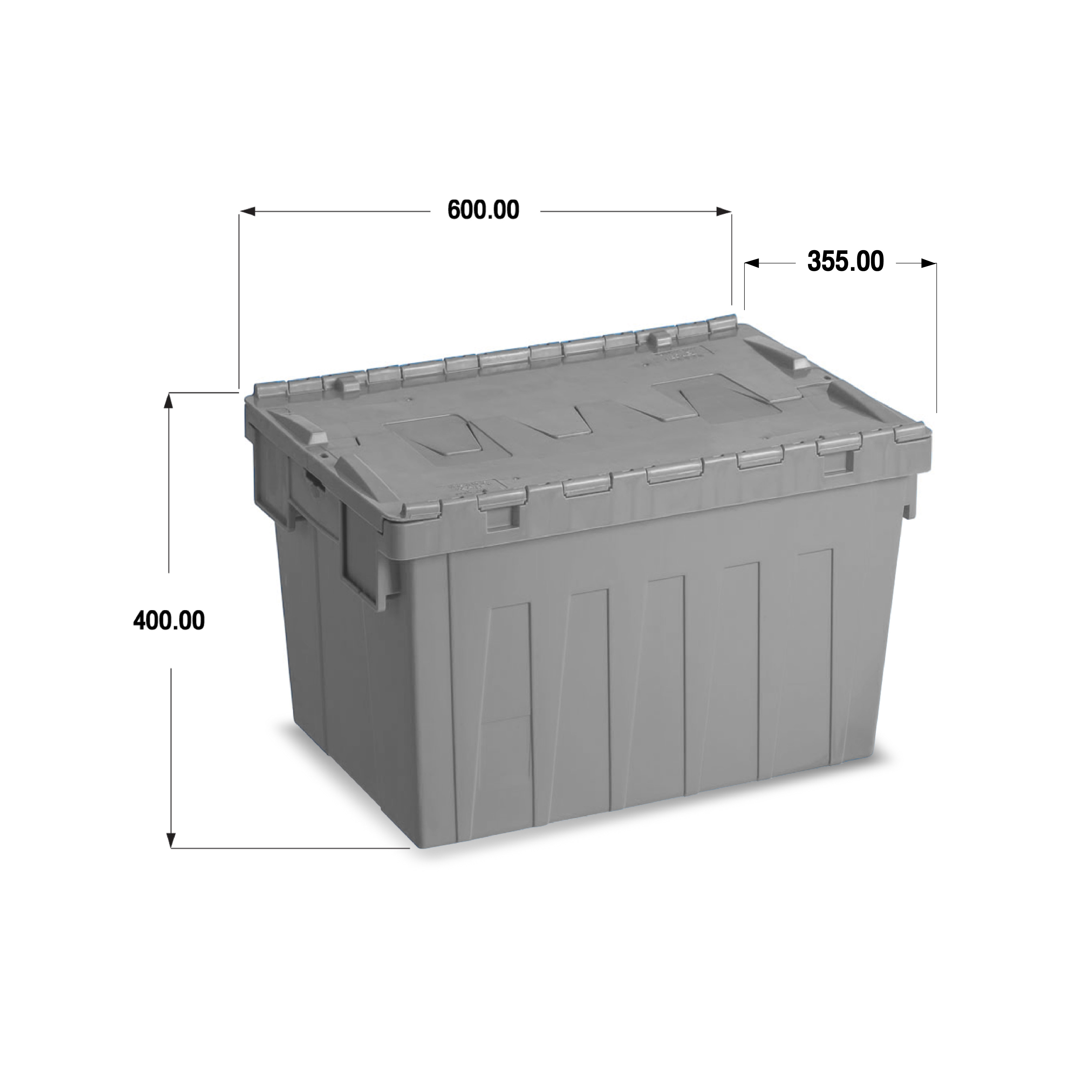ลังพลาสติกฝาซิกแซกสีเทา ALC-6435