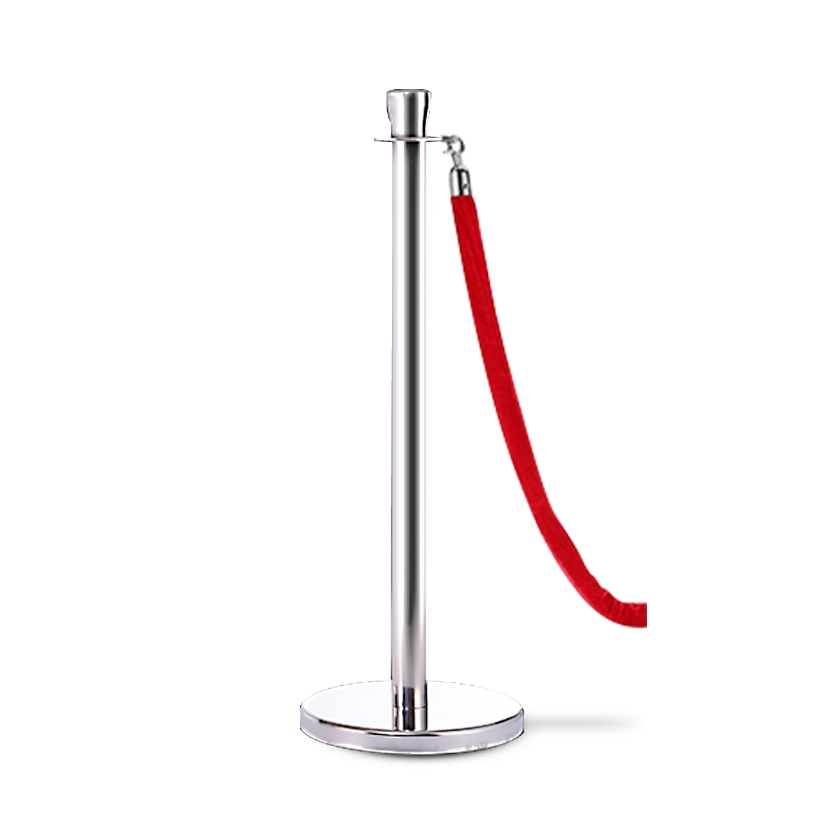 เสากั้นทางเดินสเตนเลสสีเงิน พร้อมสายคล้องสีแดง  (1 ต้น)