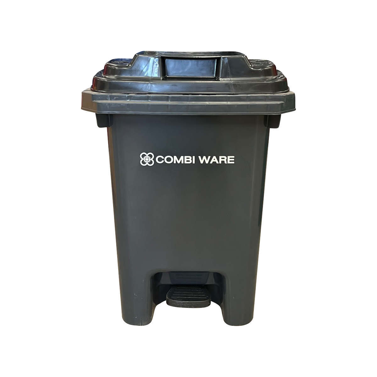 ถังขยะพลาสติก ขนาด 60 ลิตร แบบมีเท้าเหยียบ สีเทาเข้ม