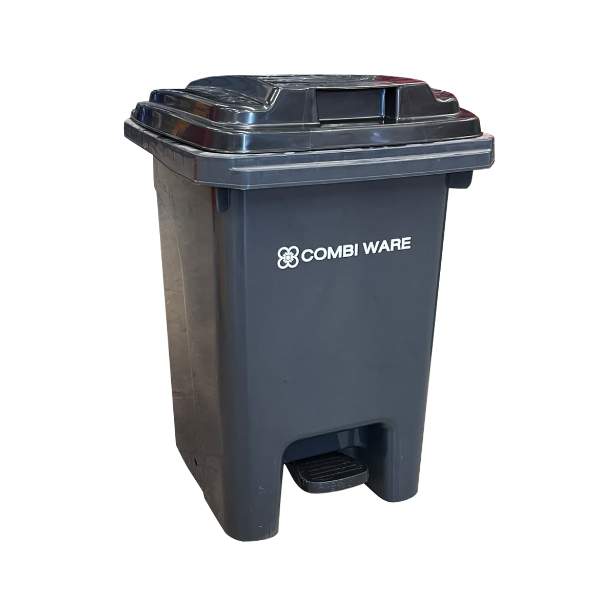 ถังขยะพลาสติก ขนาด 60 ลิตร แบบมีเท้าเหยียบ สีเทาเข้ม