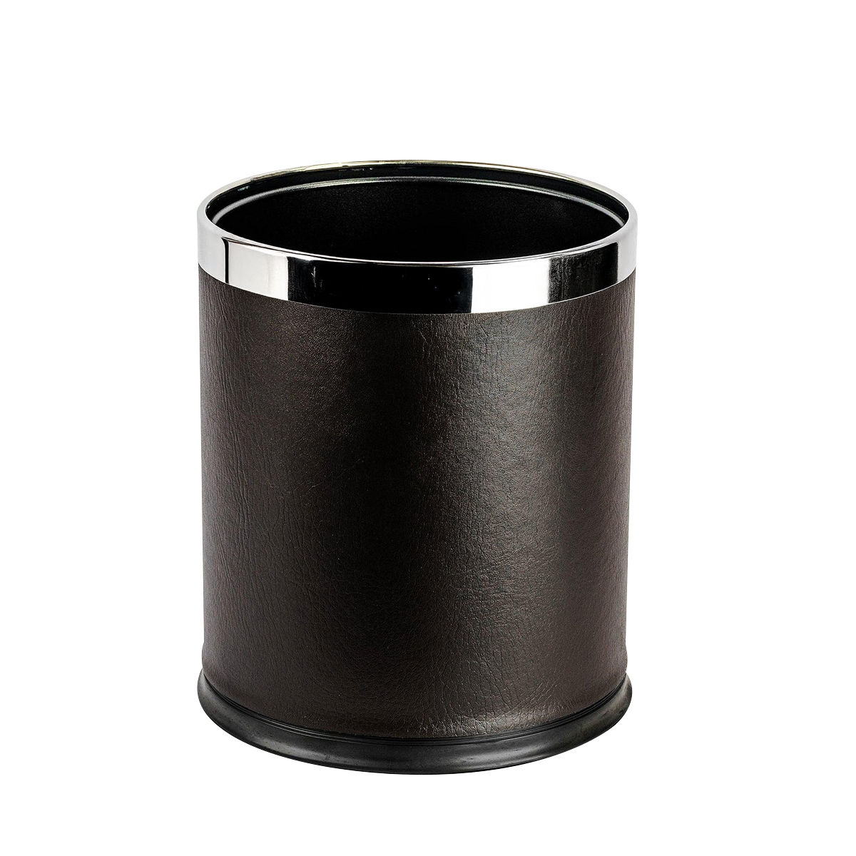 ถังขยะหนัง PU แบบทิ้งด้านบน สีดำทรงกลม ขนาด 8 ลิตร