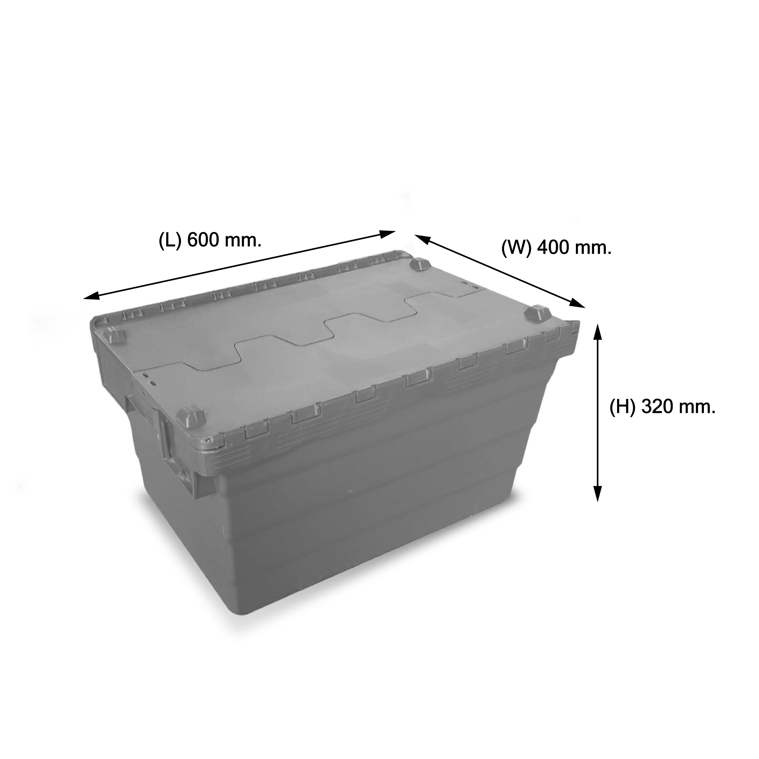 ลังพลาสติกฝาซิกแซกสีเทา ALC600-320