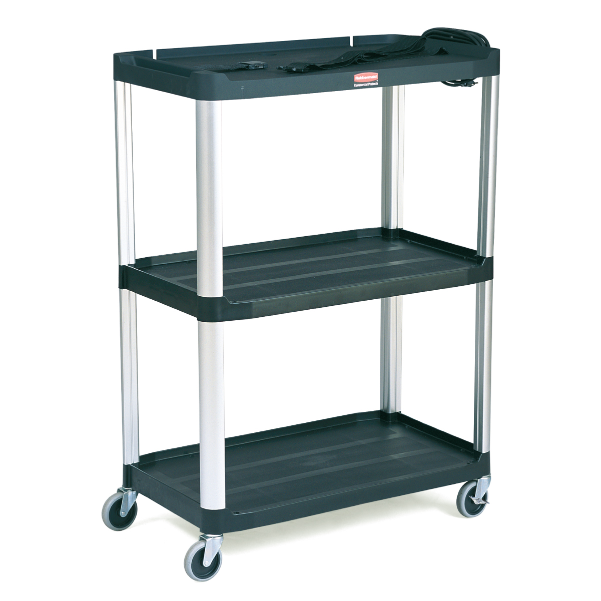 FG9T3300BLA - Audio-Visual Cart, Open Cart with 3 Shelves, 4